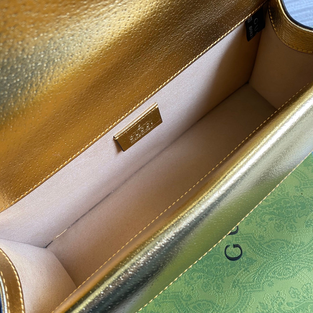 Gucci 499623 Dionysus GG small shoulder bag gold leather