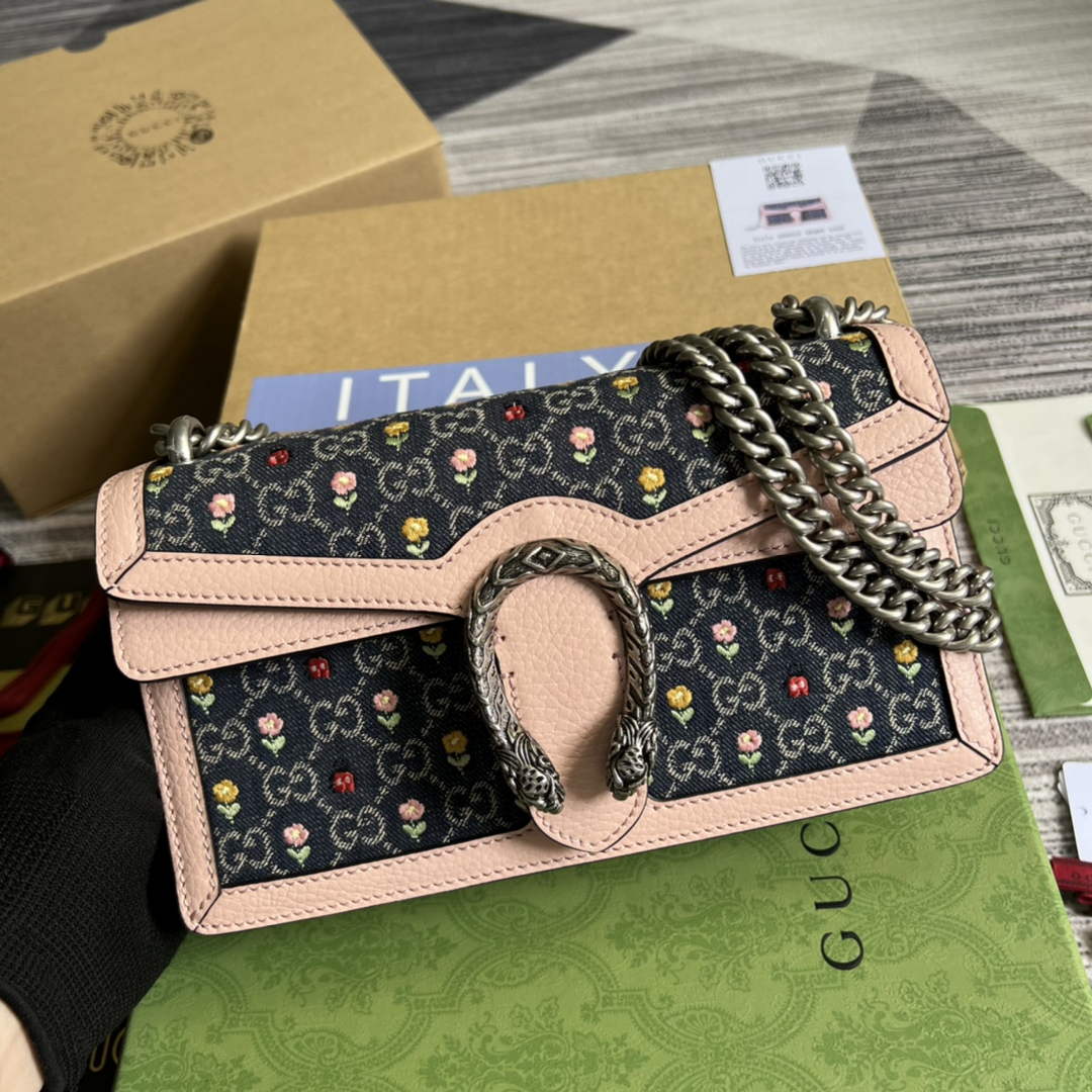 Gucci 499623 Dionysus GG small shoulder bag pink leather