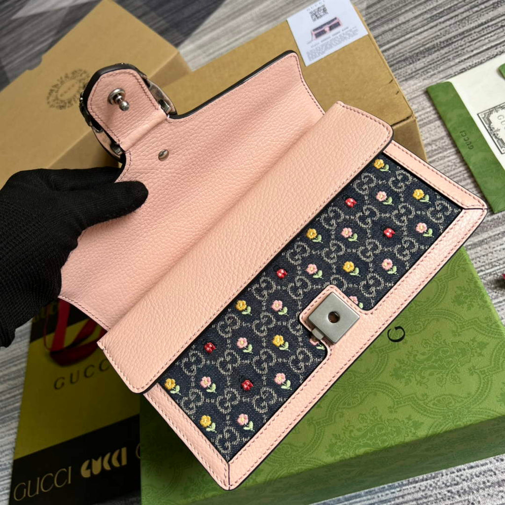 Gucci 499623 Dionysus GG small shoulder bag pink leather