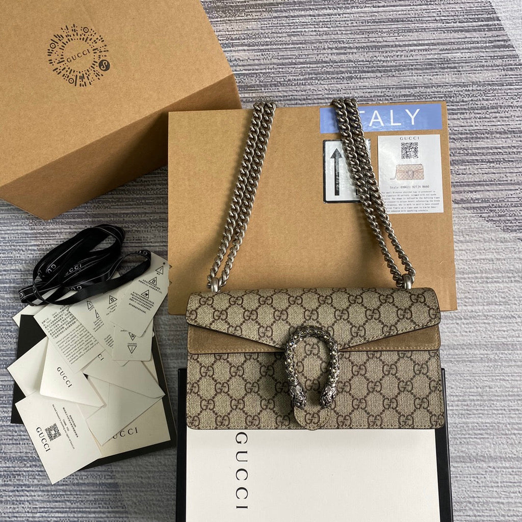 Gucci 499623 Dionysus GG small shoulder bag Beige Supreme