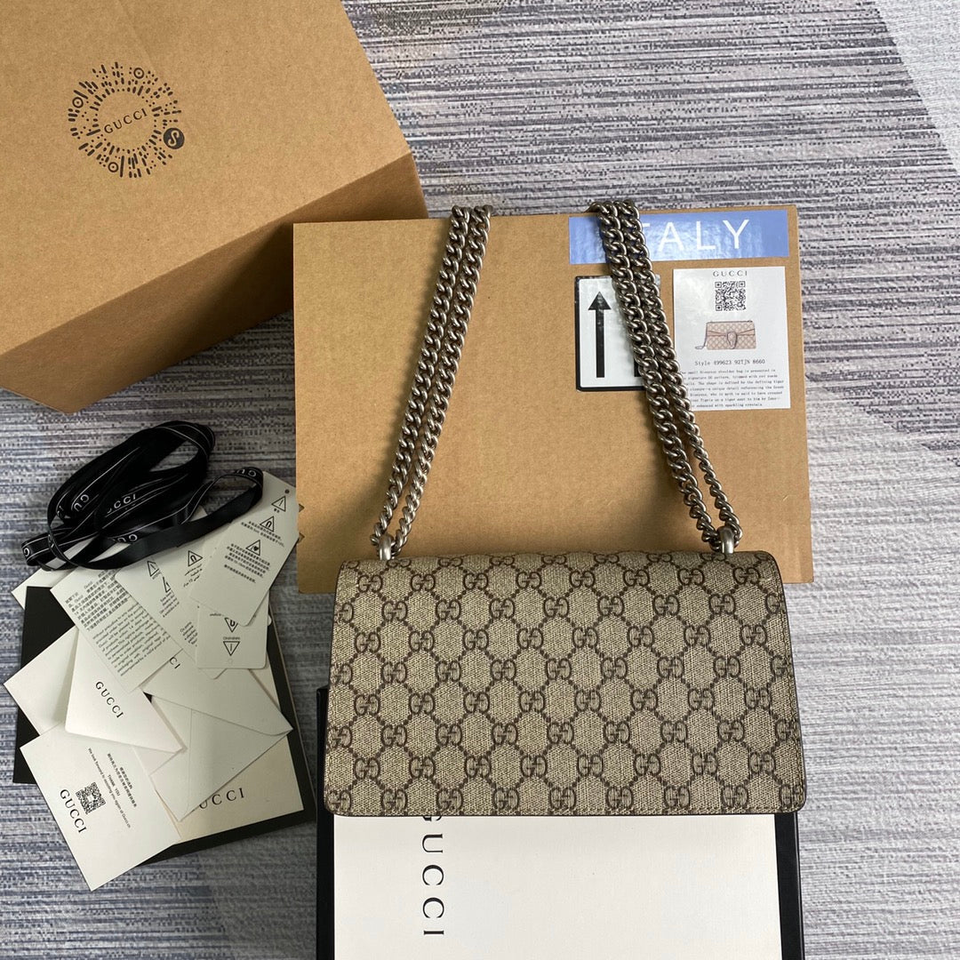 Gucci 499623 Dionysus GG small shoulder bag Beige Supreme