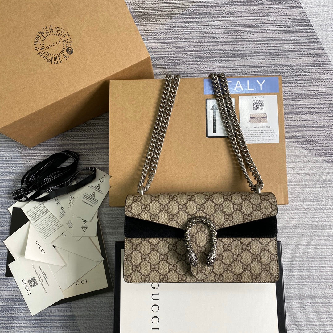 Gucci 499623 Dionysus GG small shoulder bag Black Supreme