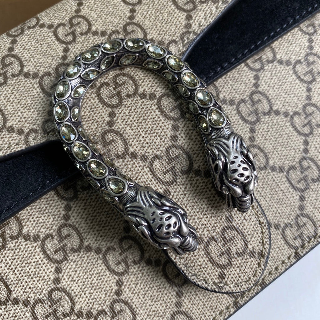 Gucci 499623 Dionysus GG small shoulder bag Black Supreme
