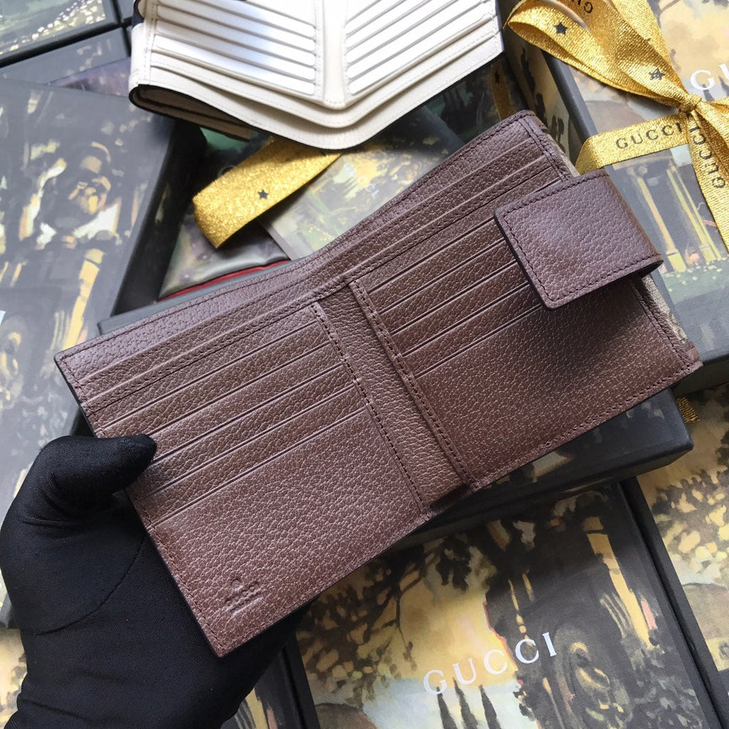 ‎Gucci 523173 Ophidia GG french flap wallet brown leather