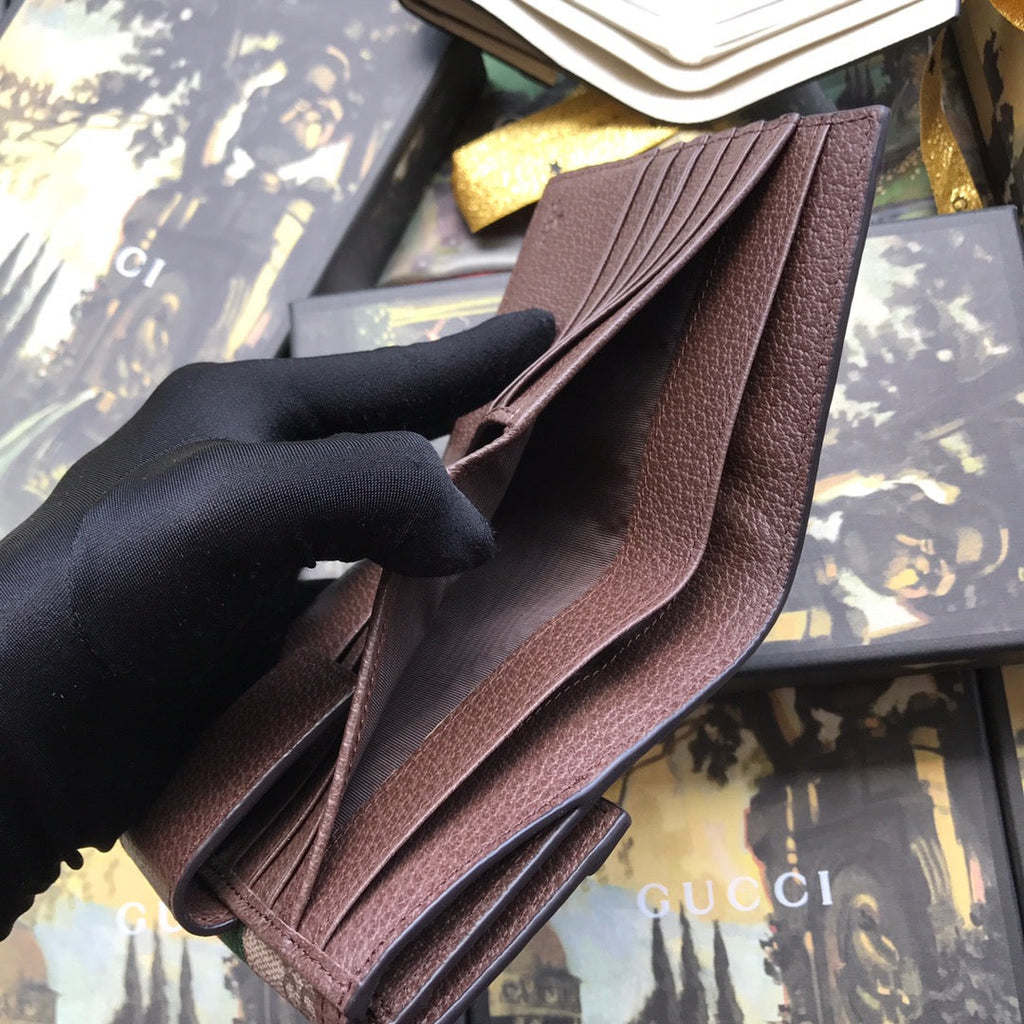 ‎Gucci 523173 Ophidia GG french flap wallet brown leather