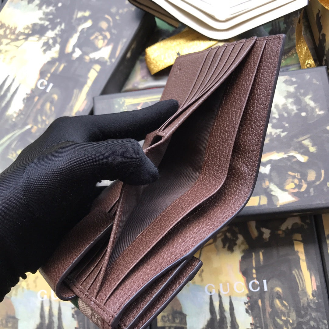 ‎Gucci 523173 Ophidia GG french flap wallet brown leather