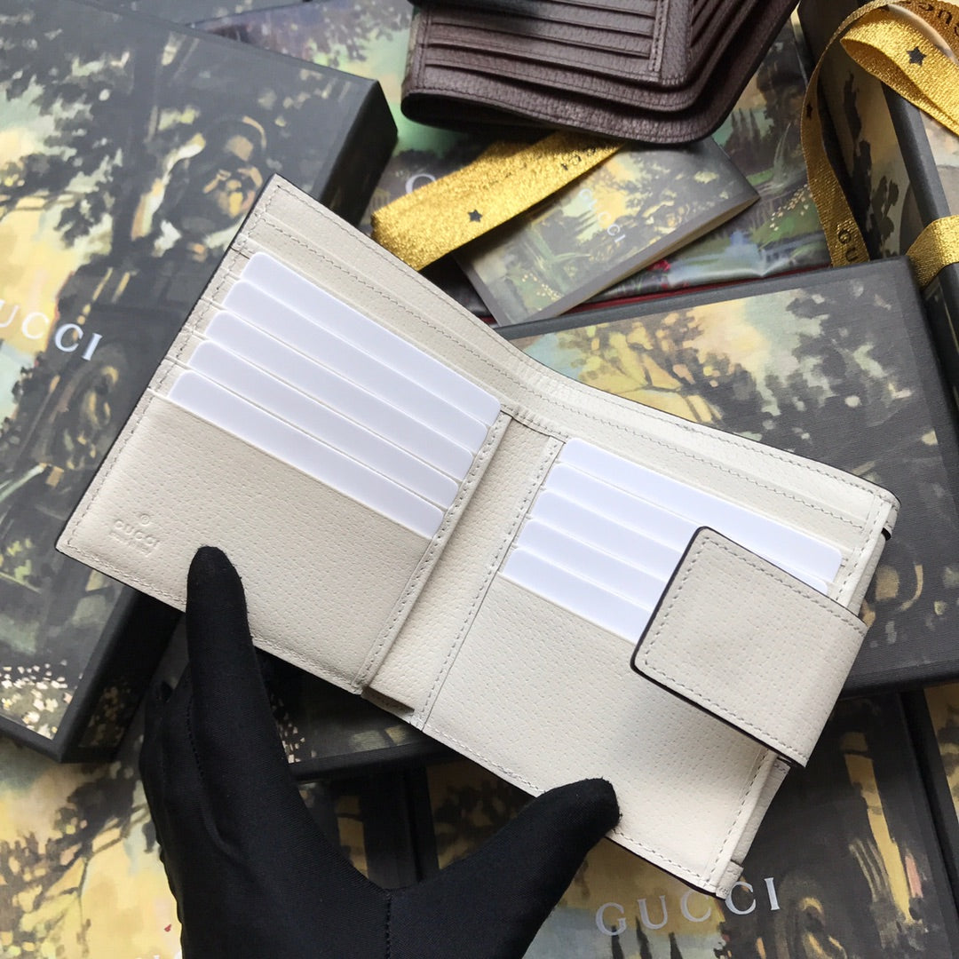 ‎Gucci 523173 Ophidia GG french flap wallet white leather