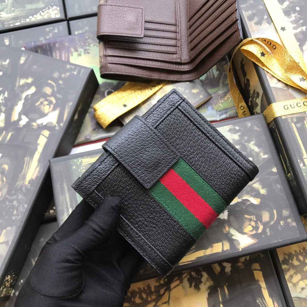 ‎Gucci 523173 Ophidia GG french flap wallet black leather