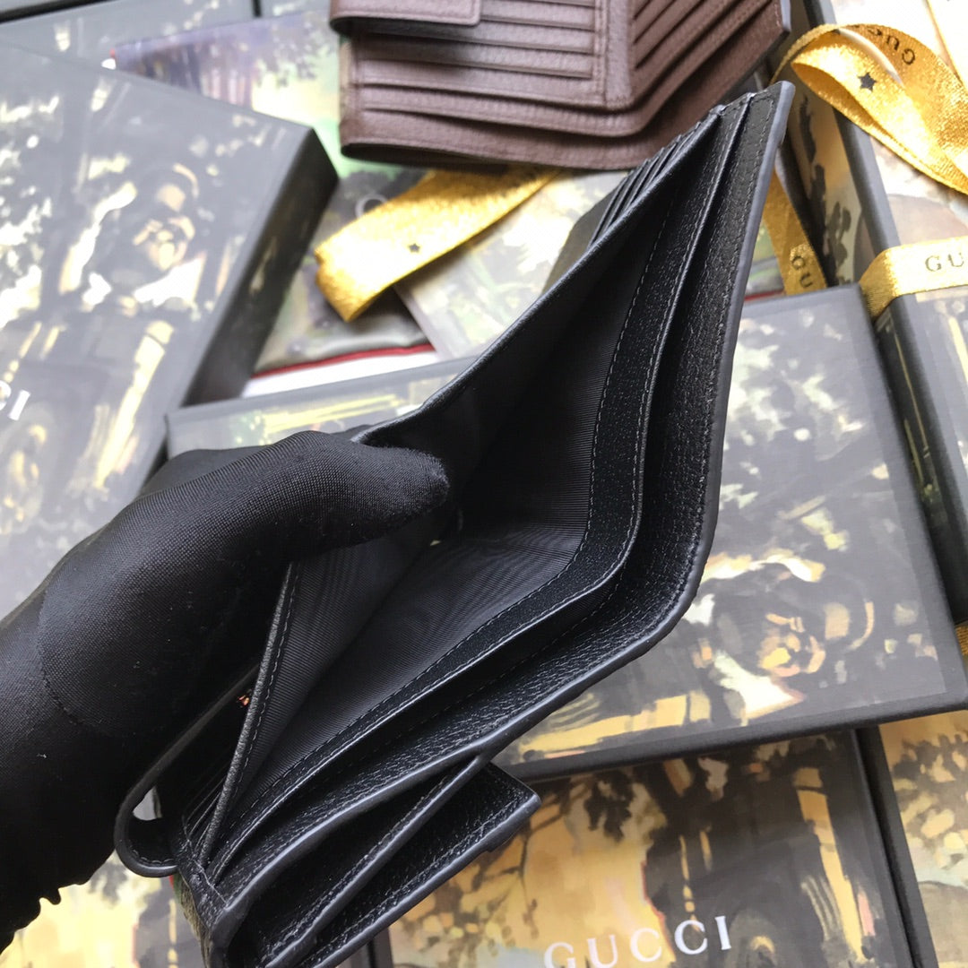 ‎Gucci 523173 Ophidia GG french flap wallet black leather