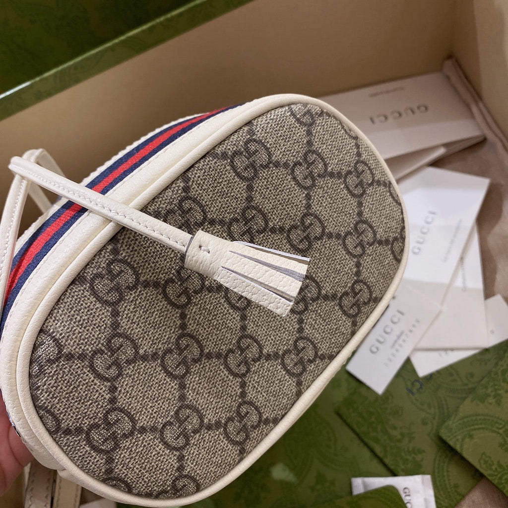 Gucci ‎‎‎550620 Ophidia mini GG bucket bag white blue