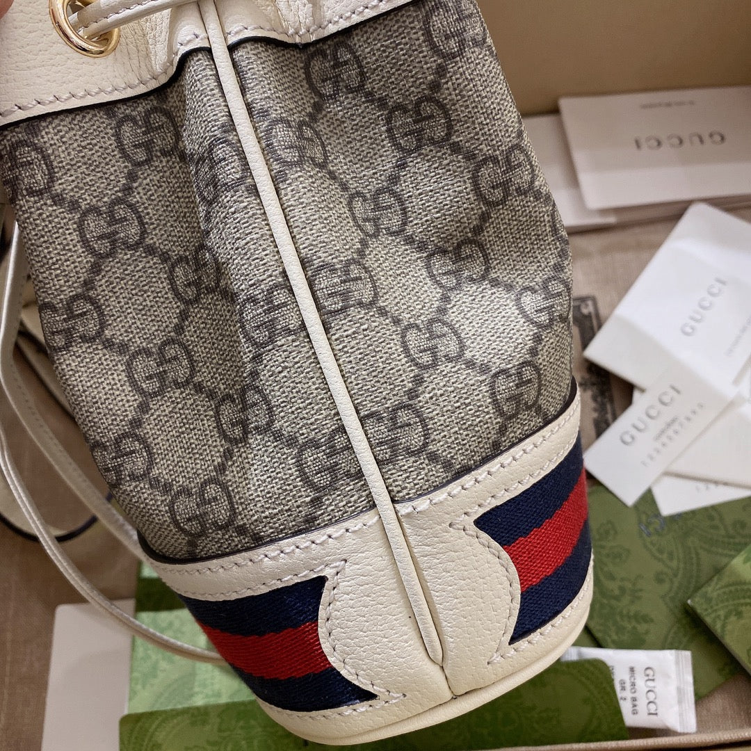 Gucci ‎‎‎550620 Ophidia mini GG bucket bag white blue