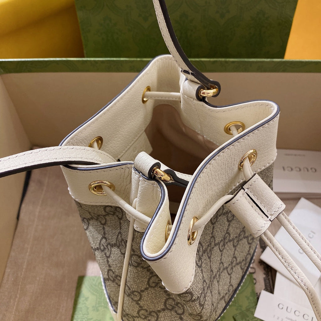 Gucci ‎‎‎550620 Ophidia mini GG bucket bag white blue