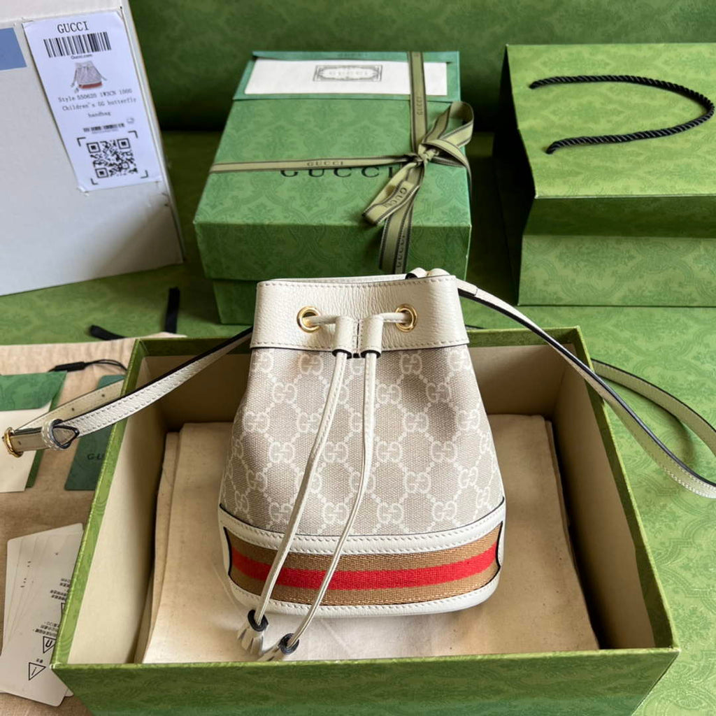 Gucci ‎‎‎550620 Ophidia mini GG bucket bag white leather