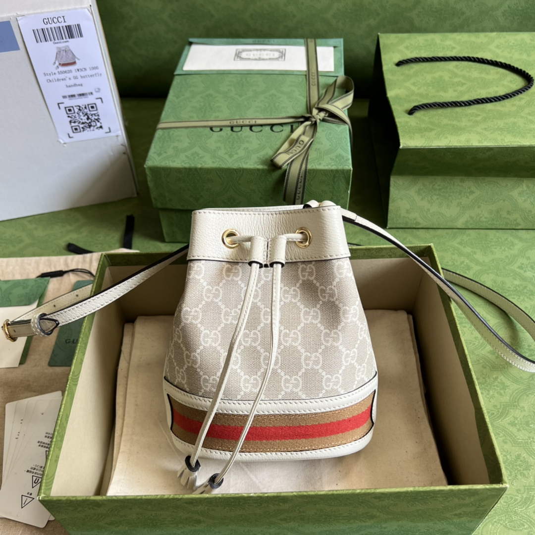 Gucci ‎‎‎550620 Ophidia mini GG bucket bag white leather