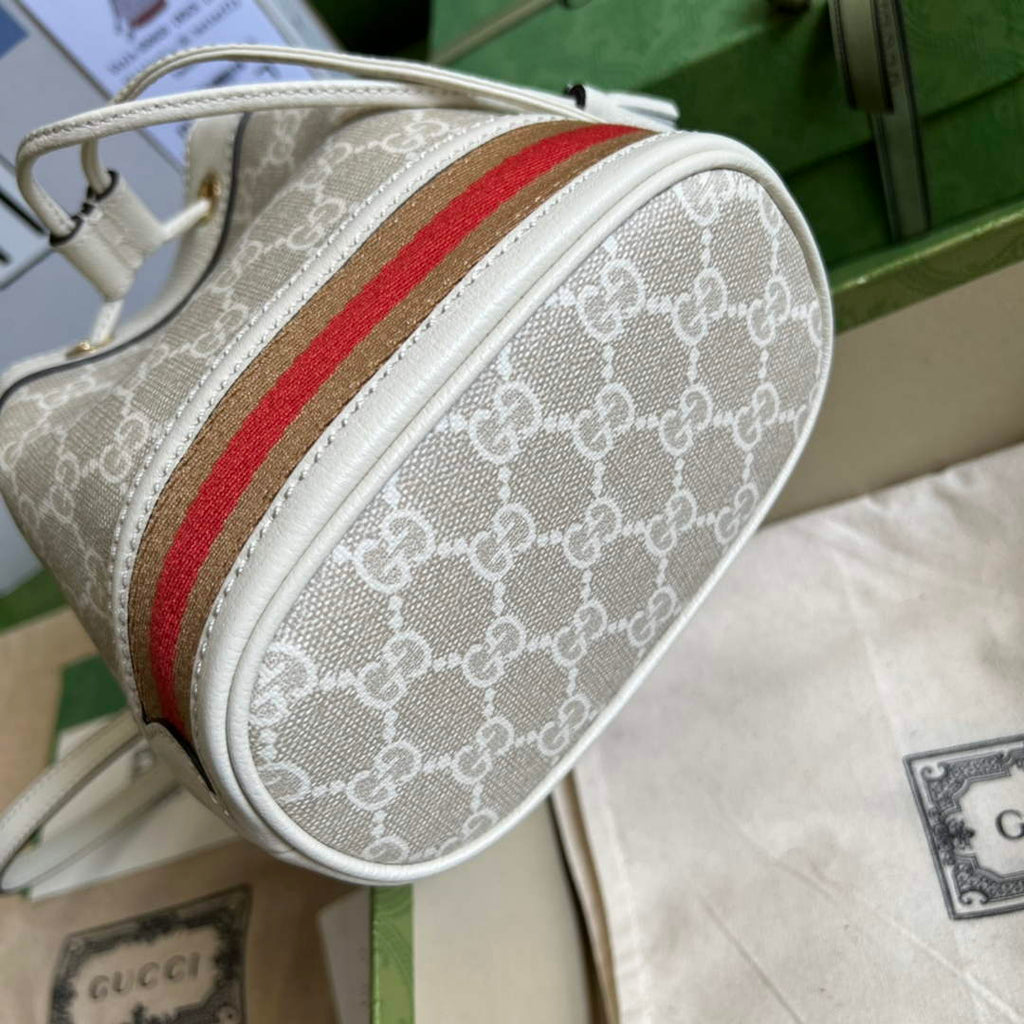 Gucci ‎‎‎550620 Ophidia mini GG bucket bag white leather