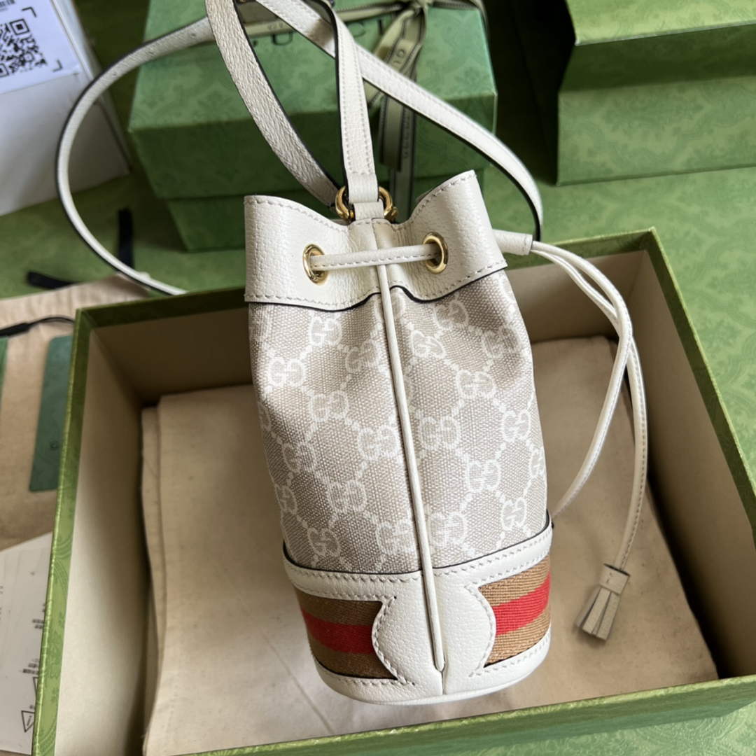Gucci ‎‎‎550620 Ophidia mini GG bucket bag white leather