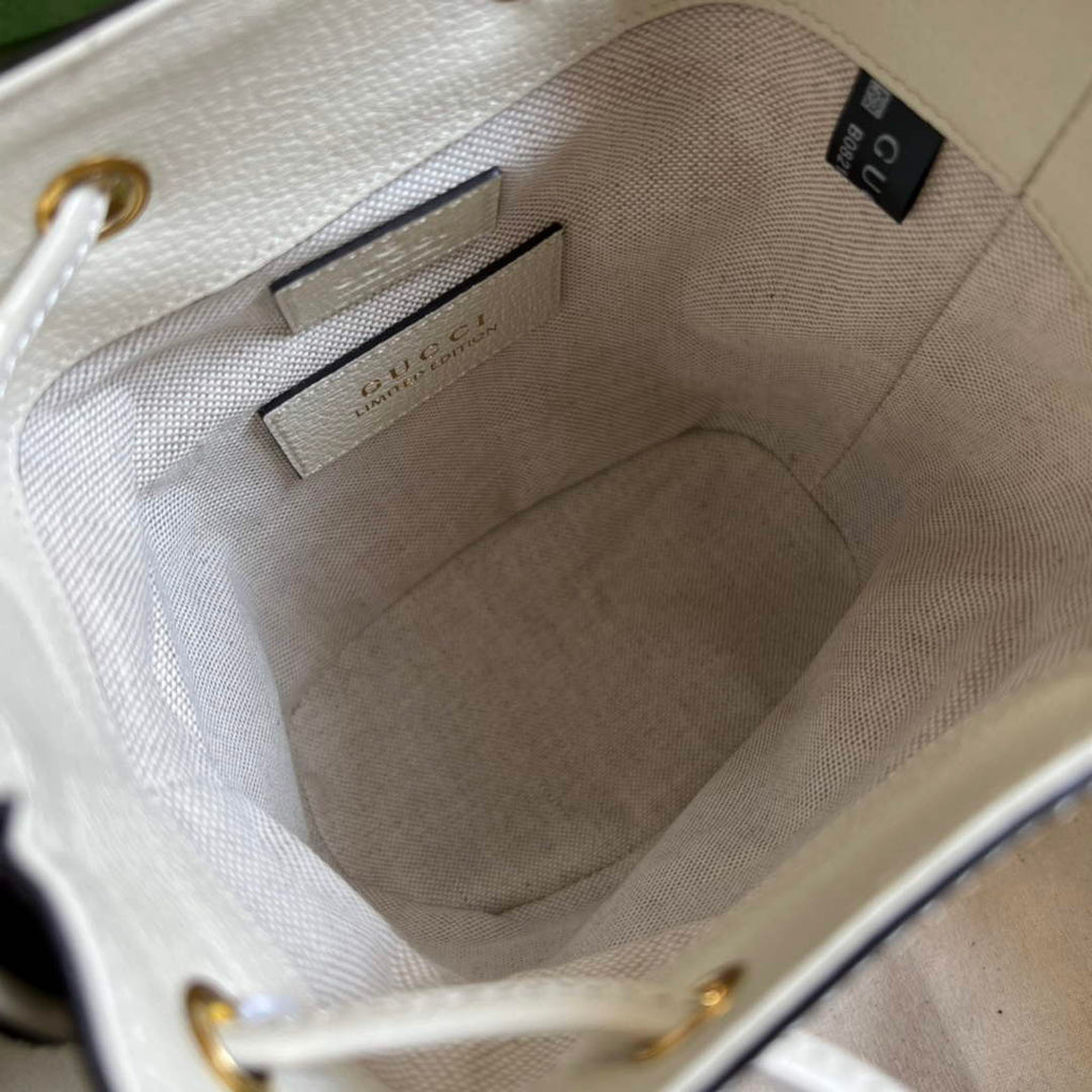 Gucci ‎‎‎550620 Ophidia mini GG bucket bag white leather