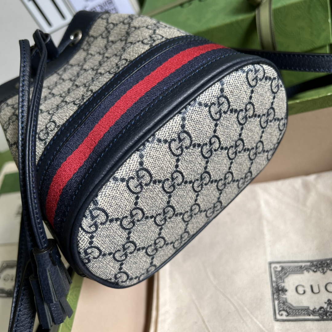 Gucci ‎‎‎550620 Ophidia mini GG bucket bag Blue leather