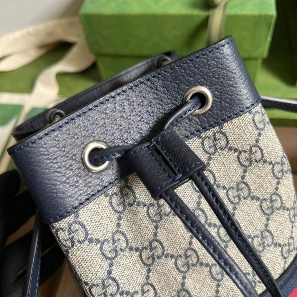Gucci ‎‎‎550620 Ophidia mini GG bucket bag Blue leather