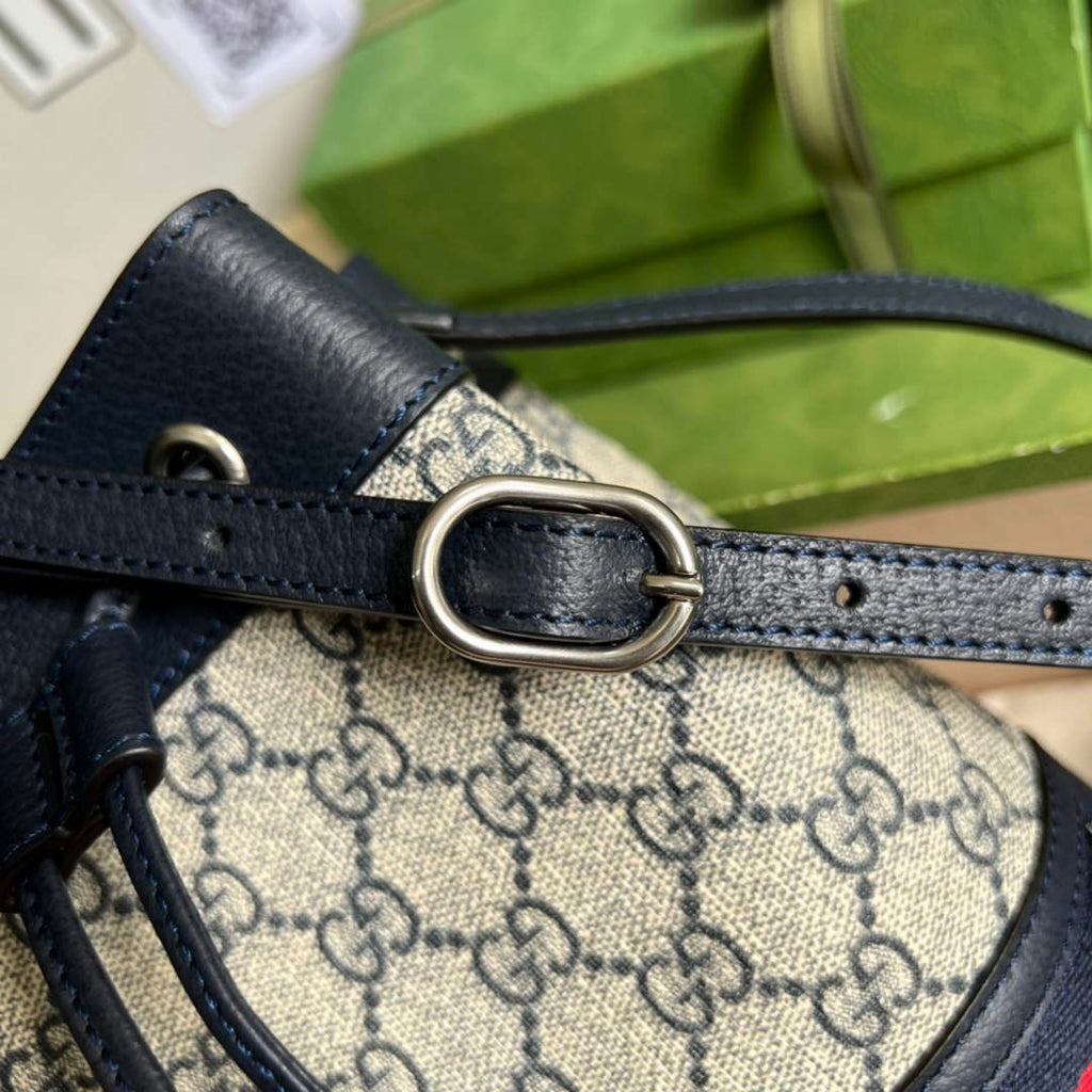 Gucci ‎‎‎550620 Ophidia mini GG bucket bag Blue leather