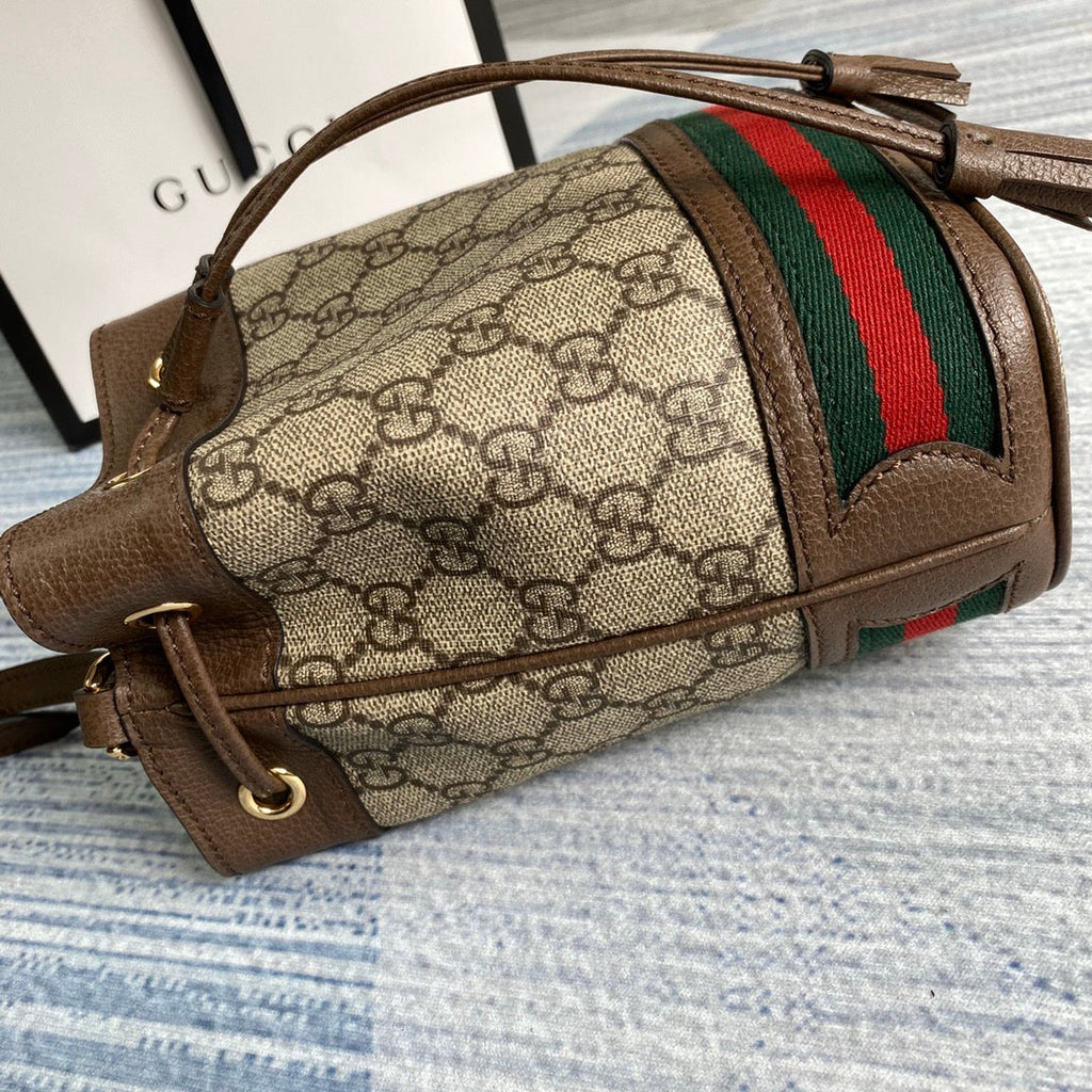 Gucci ‎‎‎550620 Ophidia mini GG bucket bag Brown leather