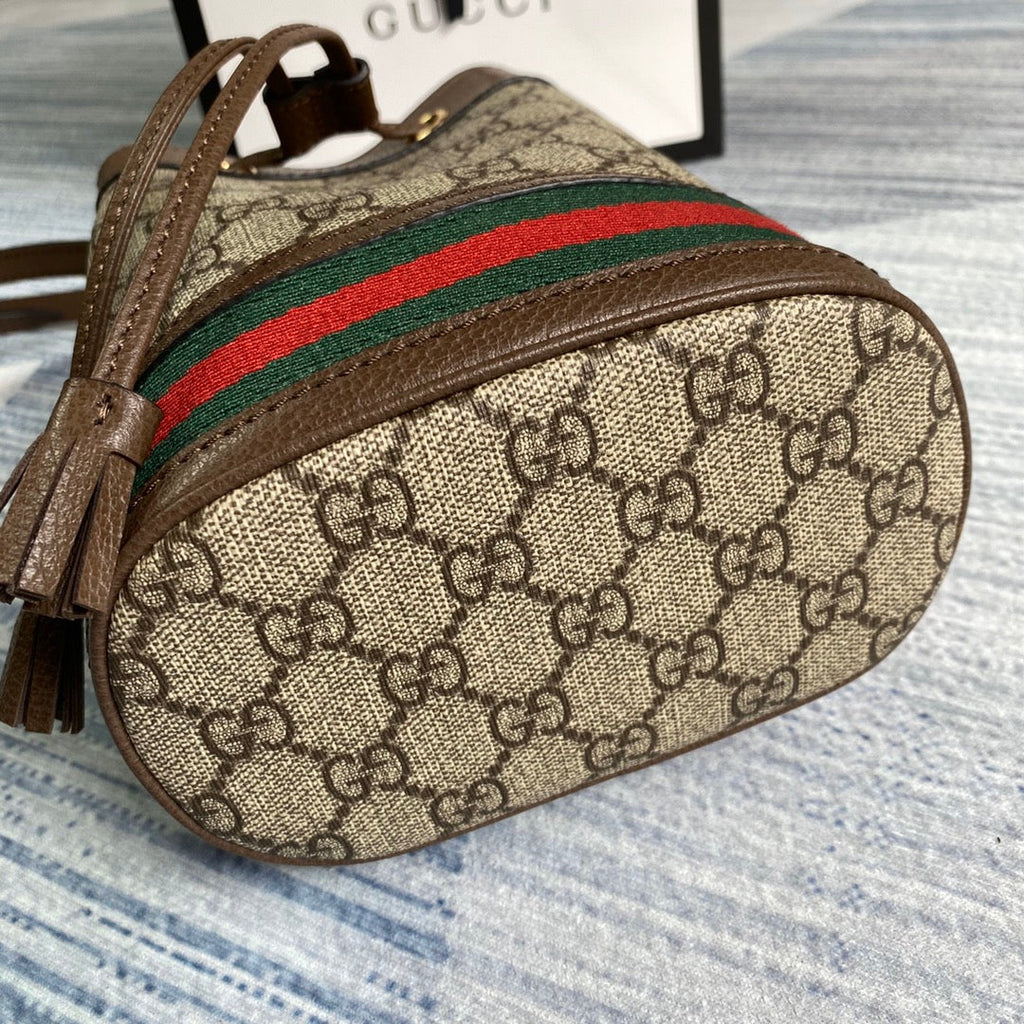 Gucci ‎‎‎550620 Ophidia mini GG bucket bag Brown leather