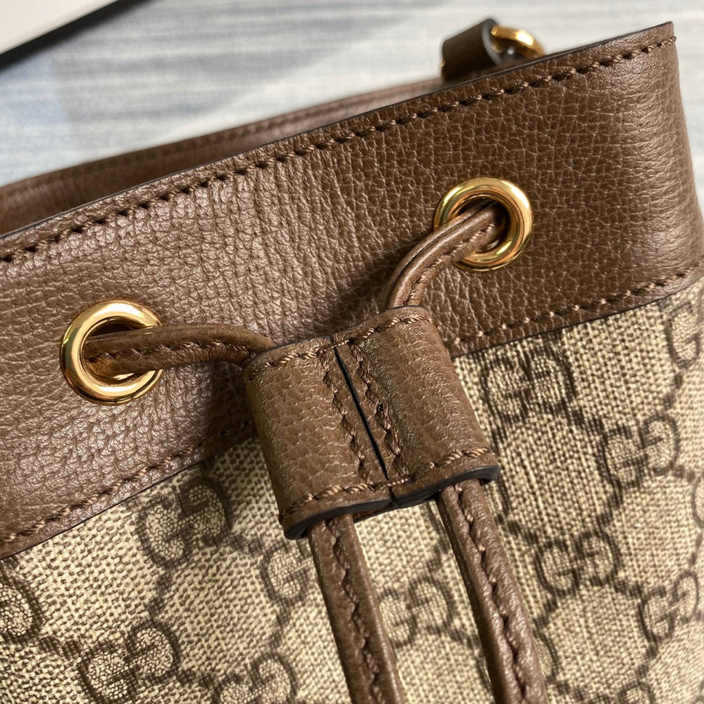 Gucci ‎‎‎550620 Ophidia mini GG bucket bag Brown leather