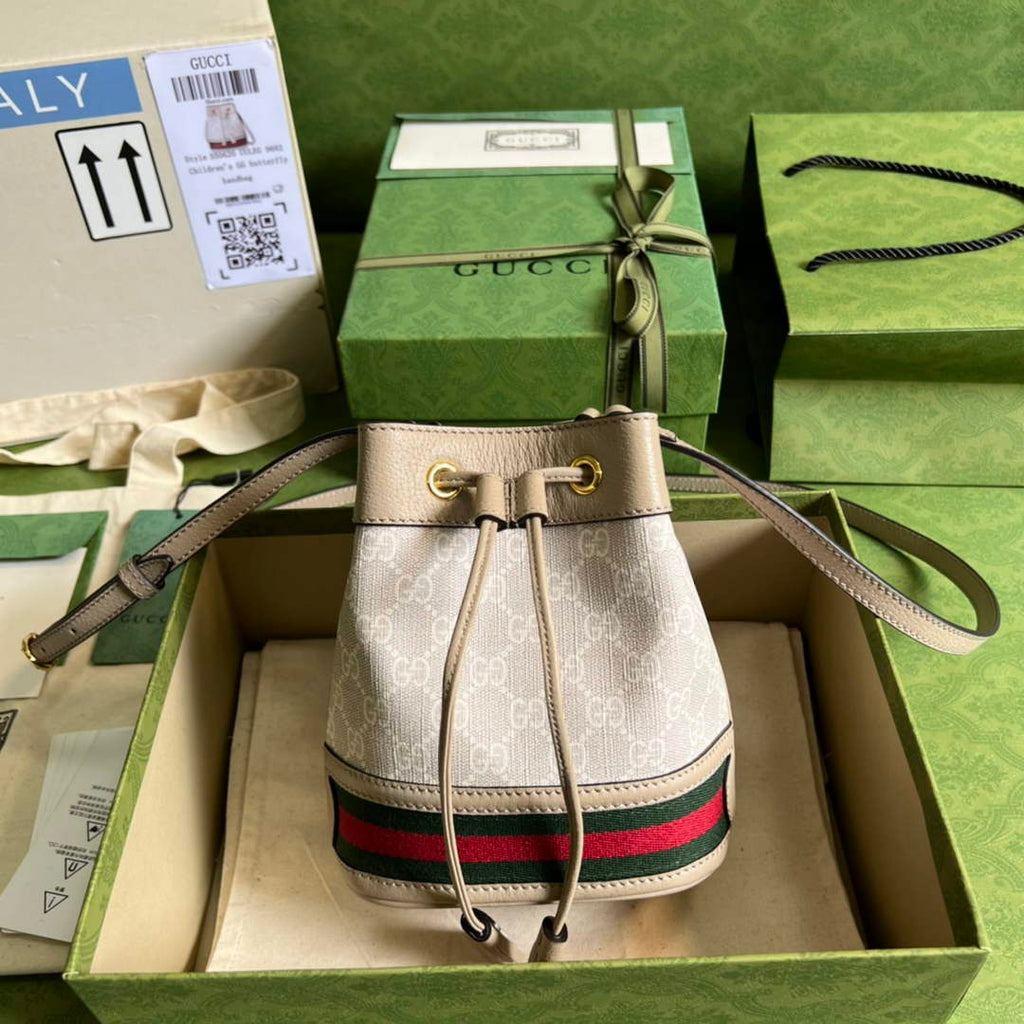 Gucci ‎‎‎550620 Ophidia mini GG bucket bag beige leather