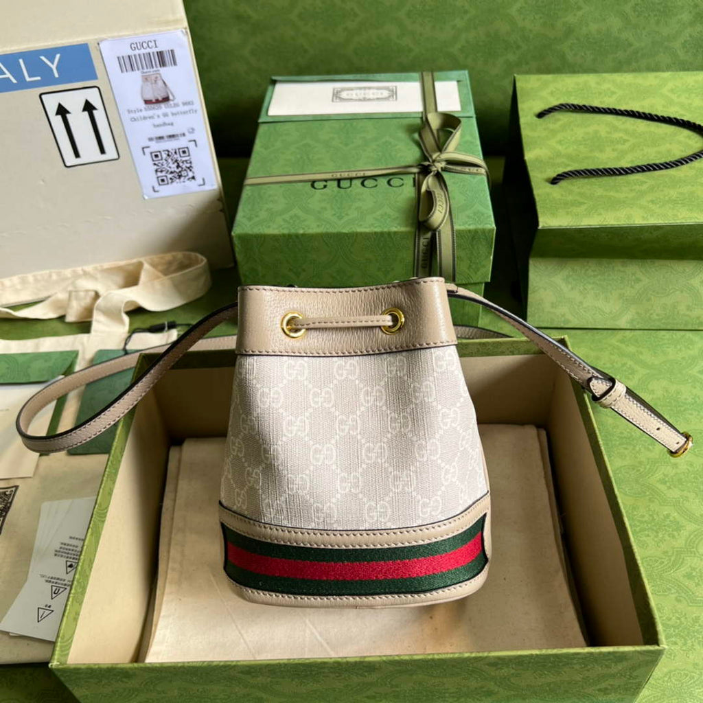 Gucci ‎‎‎550620 Ophidia mini GG bucket bag beige leather