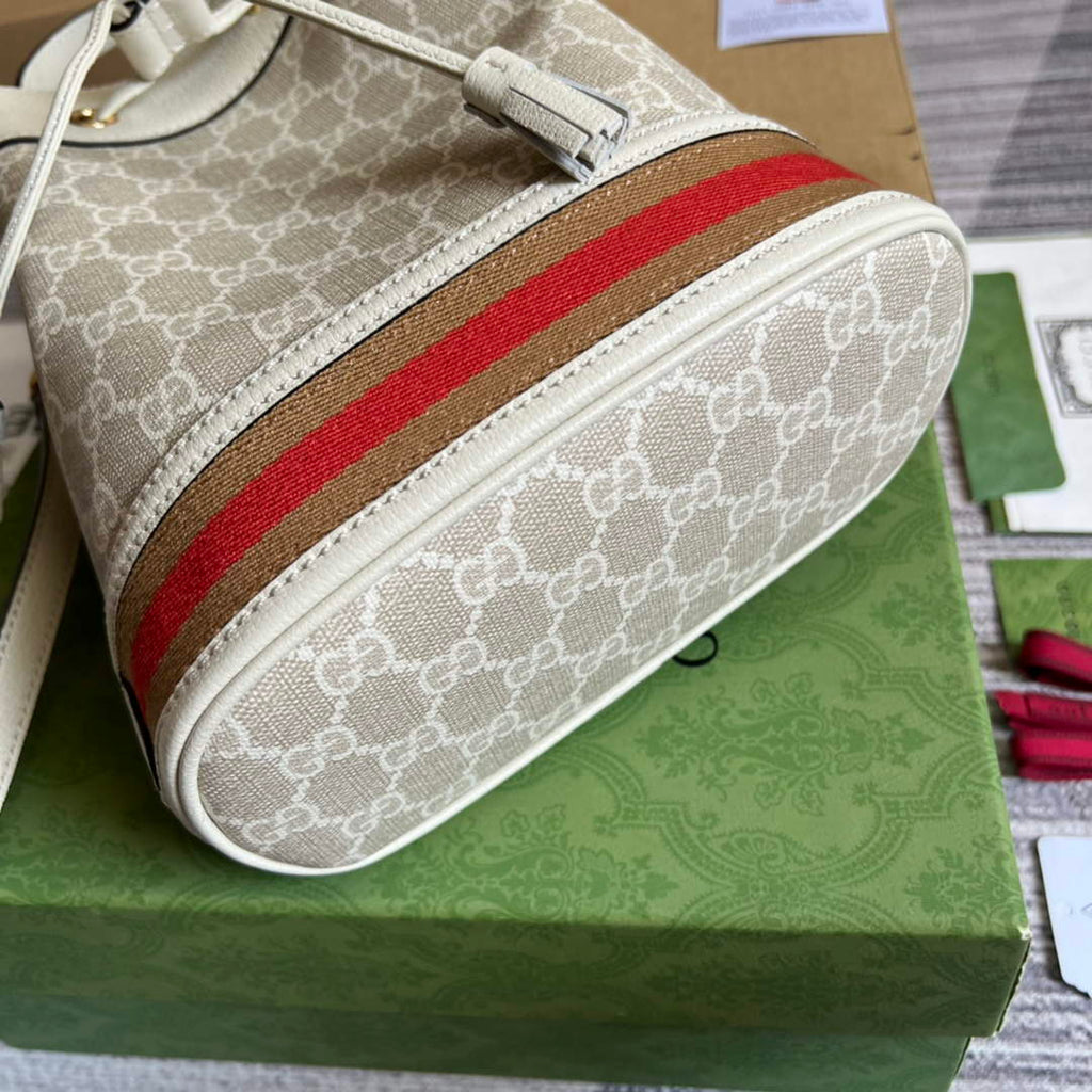 Gucci ‎‎‎550621 Ophidia small GG bucket bag beige leather