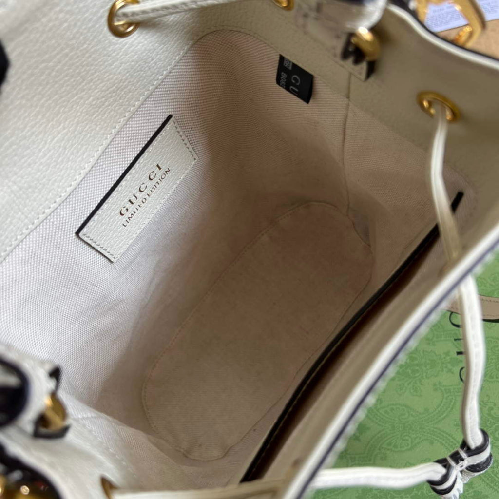 Gucci ‎‎‎550621 Ophidia small GG bucket bag beige leather