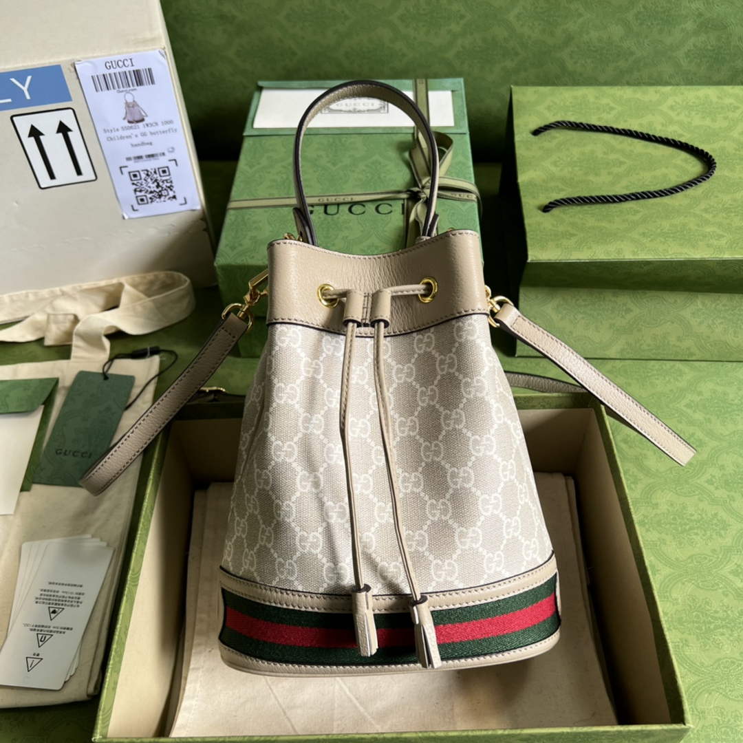 Gucci ‎‎‎550621 Ophidia small GG bucket bag beige