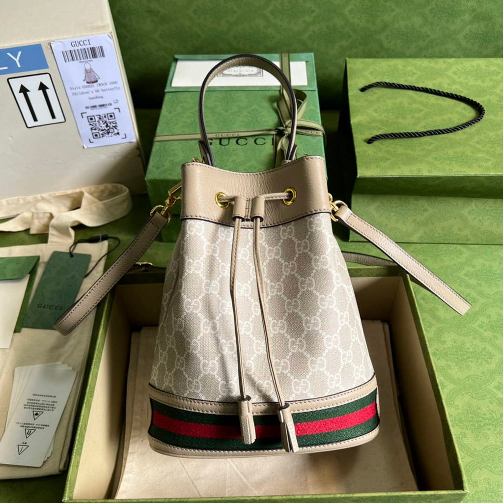 Gucci ‎‎‎550621 Ophidia small GG bucket bag beige