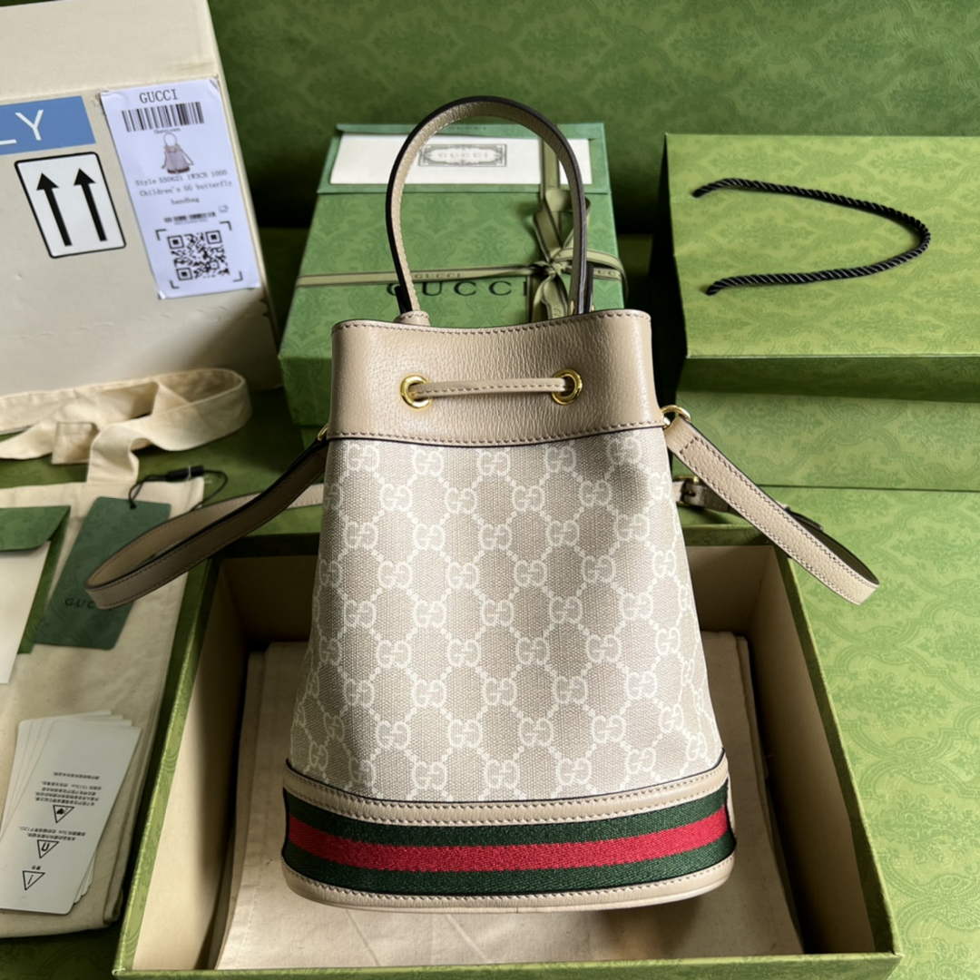 Gucci ‎‎‎550621 Ophidia small GG bucket bag beige