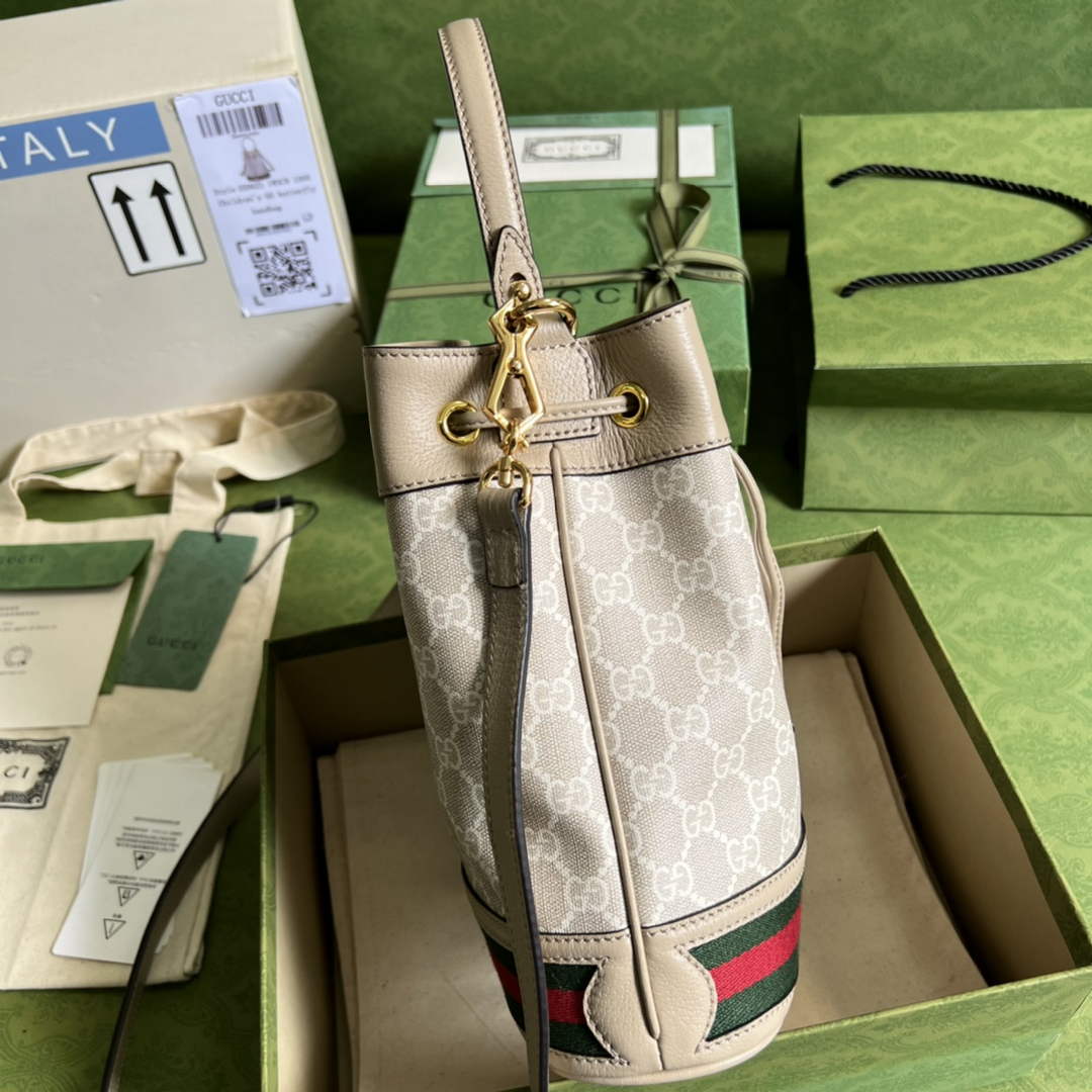 Gucci ‎‎‎550621 Ophidia small GG bucket bag beige