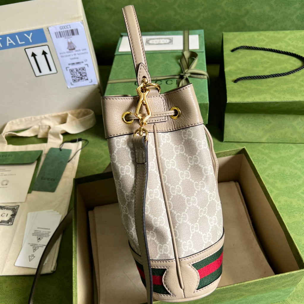 Gucci ‎‎‎550621 Ophidia small GG bucket bag beige
