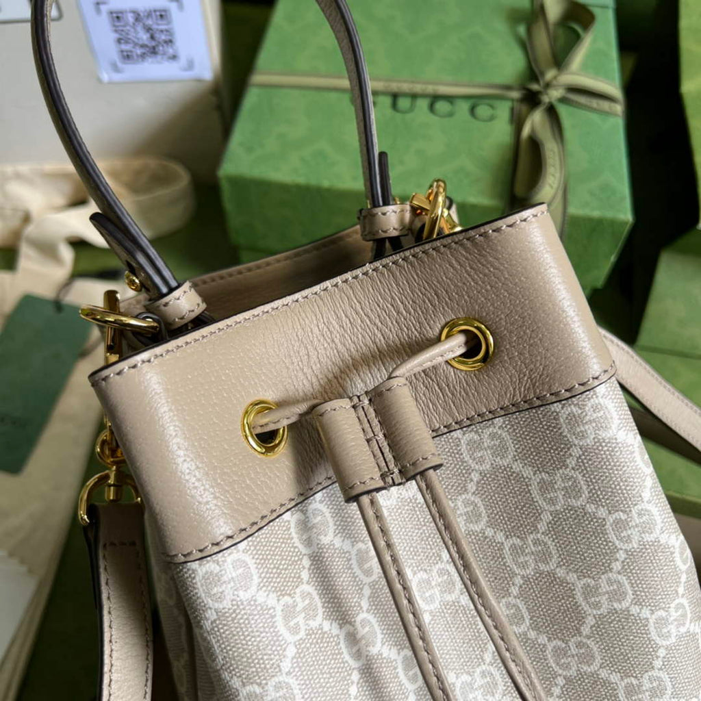 Gucci ‎‎‎550621 Ophidia small GG bucket bag beige