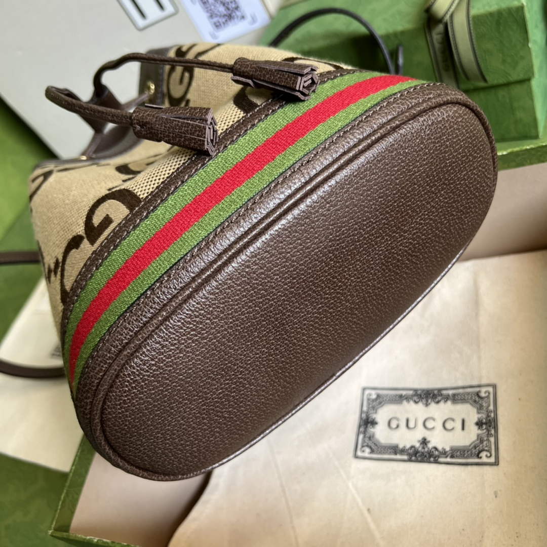 Gucci ‎‎‎550621 Ophidia small GG bucket bag brown leather