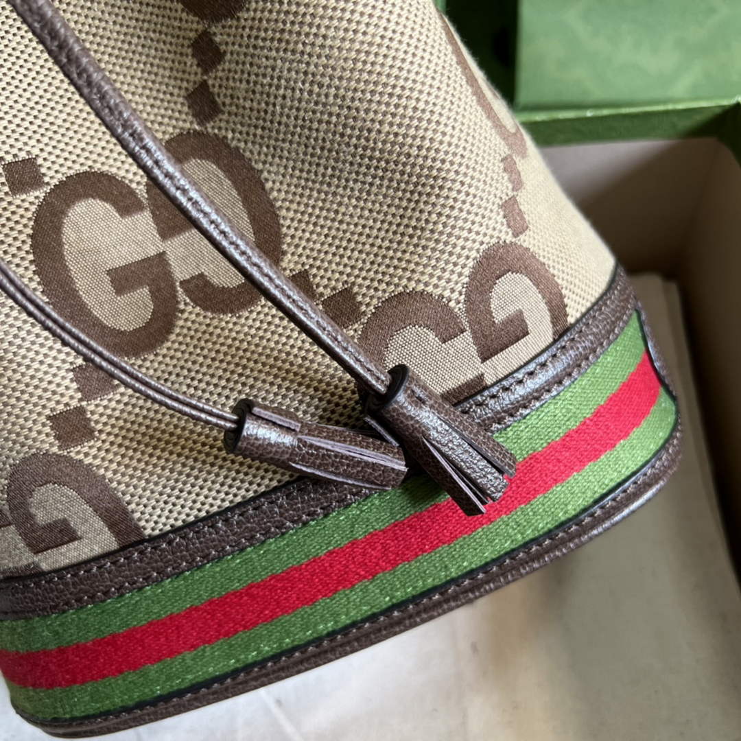 Gucci ‎‎‎550621 Ophidia small GG bucket bag brown leather
