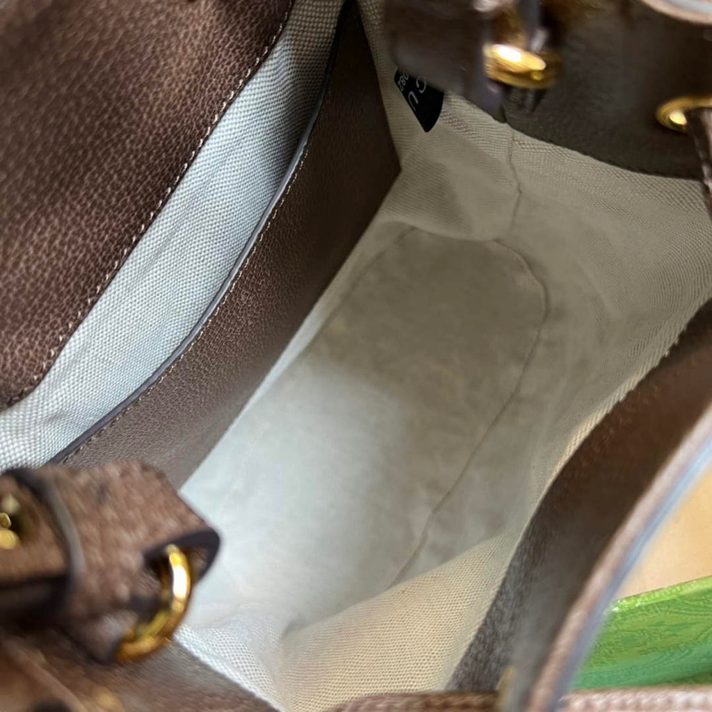 Gucci ‎‎‎550621 Ophidia small GG bucket bag brown leather