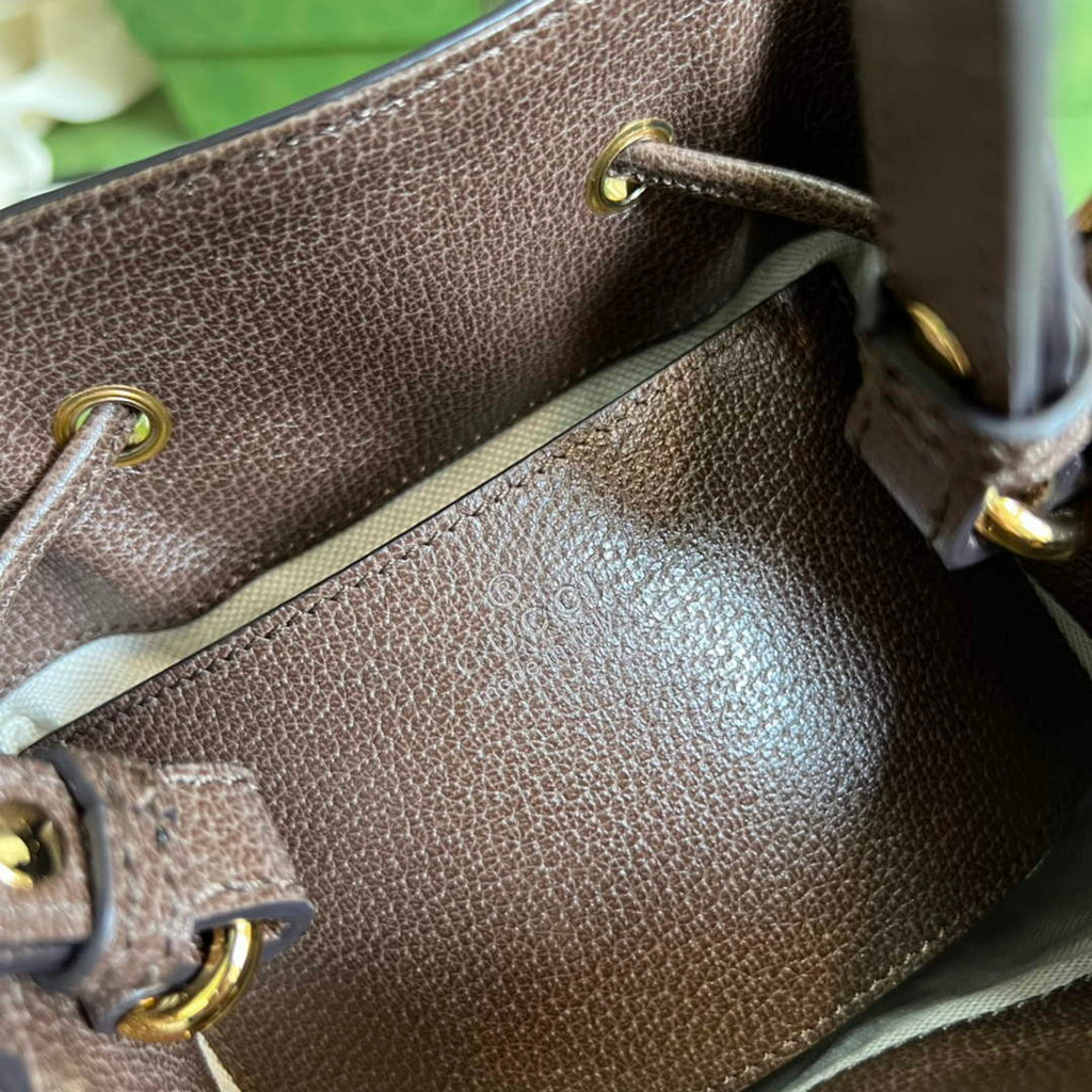 Gucci ‎‎‎550621 Ophidia small GG bucket bag brown leather