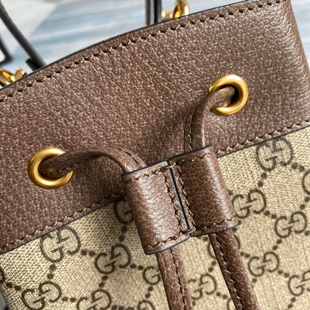 Gucci ‎‎‎550621 Ophidia small GG bucket bag brown