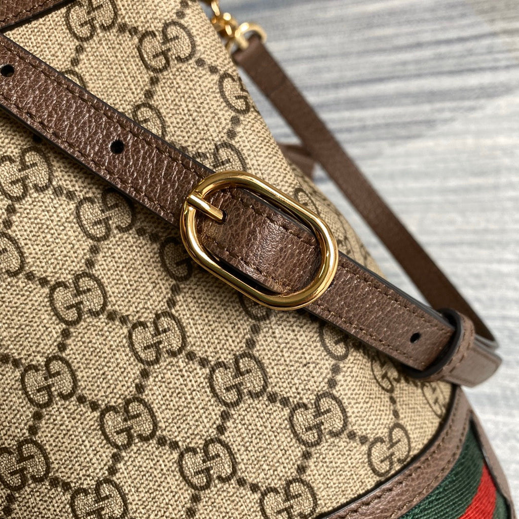 Gucci ‎‎‎550621 Ophidia small GG bucket bag brown
