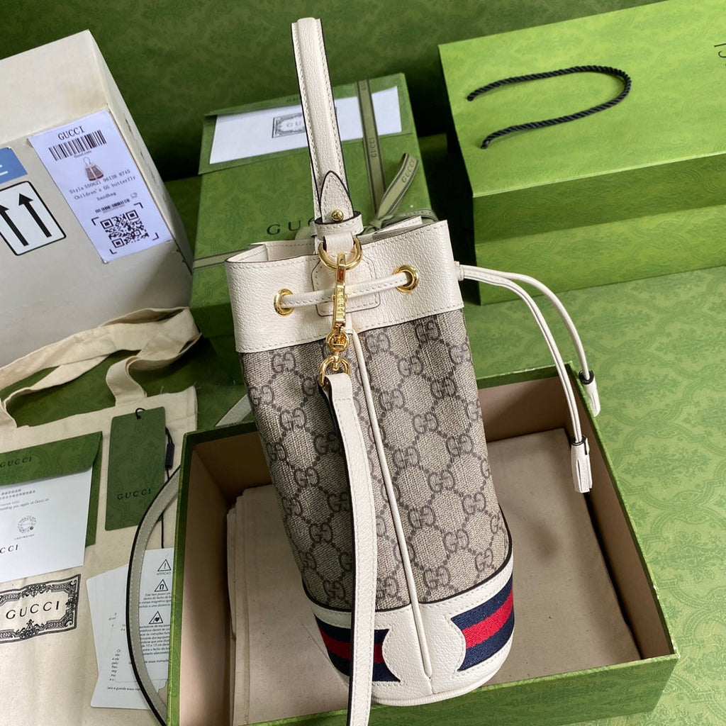Gucci ‎‎‎550621 Ophidia small GG bucket bag white