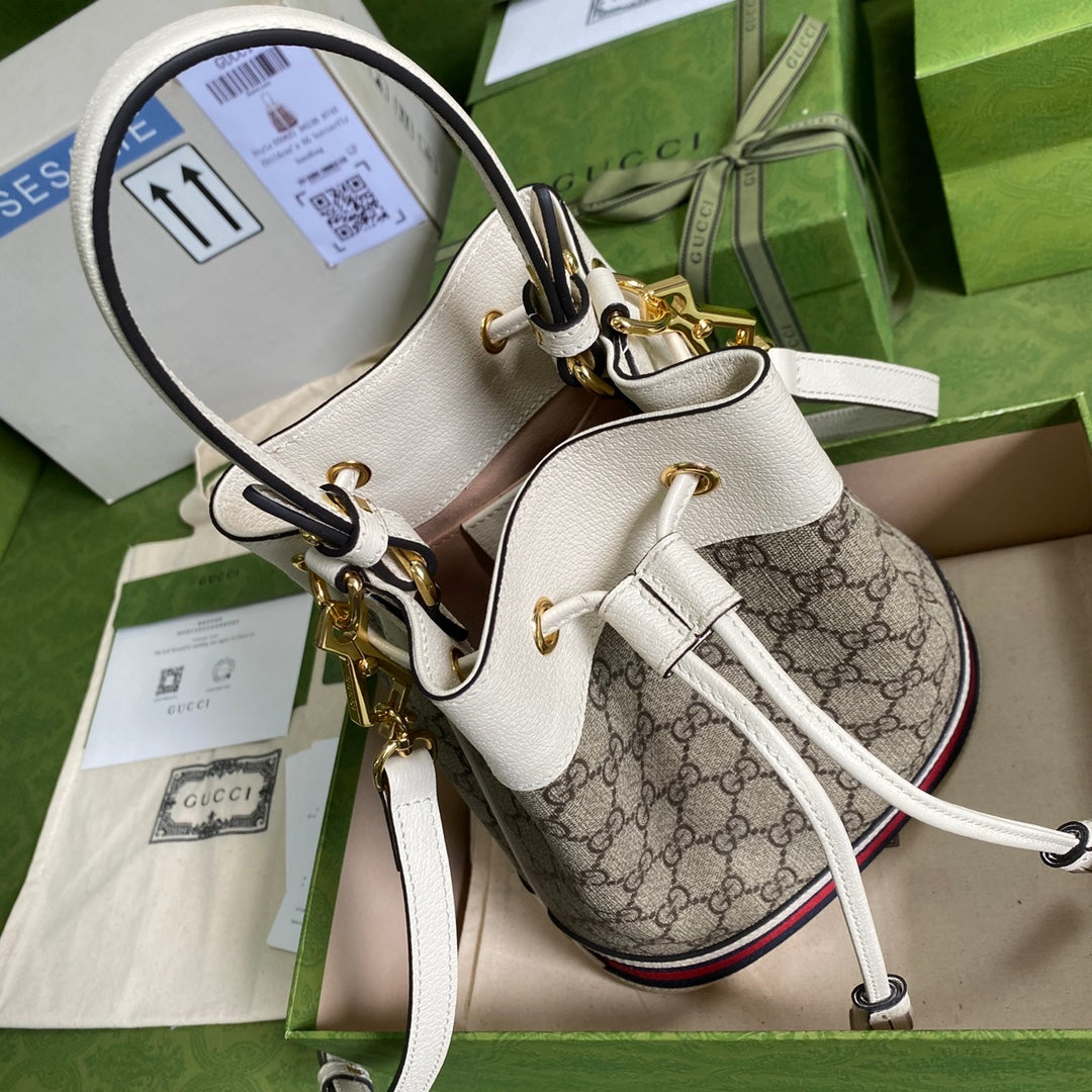 Gucci ‎‎‎550621 Ophidia small GG bucket bag white