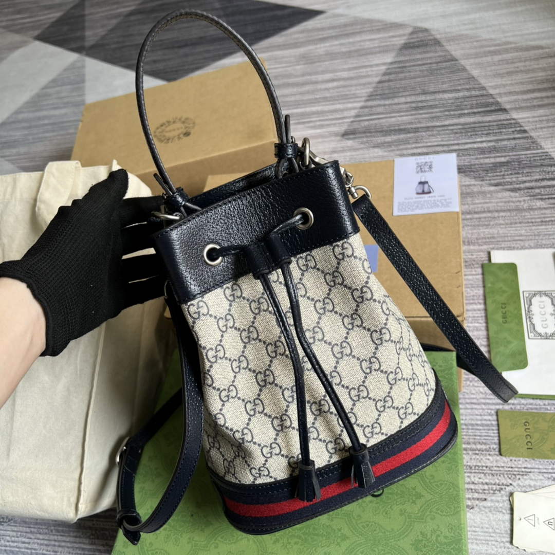 Gucci ‎‎‎550621 Ophidia small GG bucket bag blue