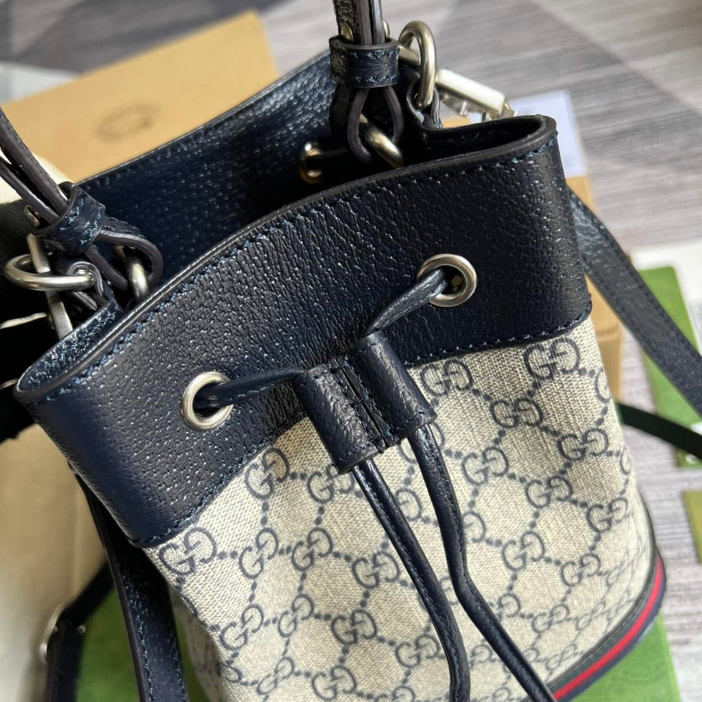 Gucci ‎‎‎550621 Ophidia small GG bucket bag blue