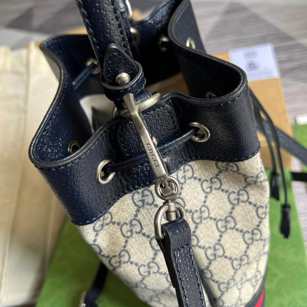 Gucci ‎‎‎550621 Ophidia small GG bucket bag blue