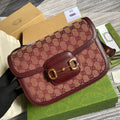 Gucci 602204 Horsebit 1955 shoulder bag Beige and burgundy Original GG canvas