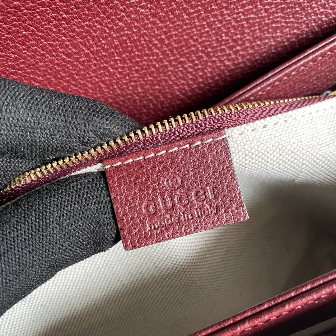 Gucci 602204 Horsebit 1955 shoulder bag Beige and burgundy Original GG canvas